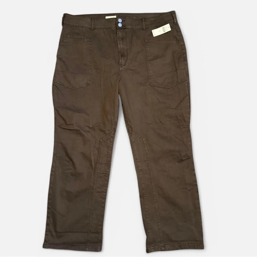 Pilcro High-Rise Straight-Leg Trousers in Deep Brown